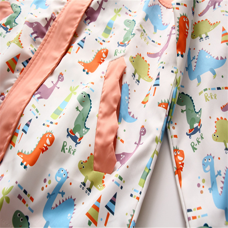 Merry Pretty Women Cartoon Dinosaur Funny Jackets Winter Long Sleeve Hooded Patchwork Pockets Basic Jackets Outerwear Coats 201030