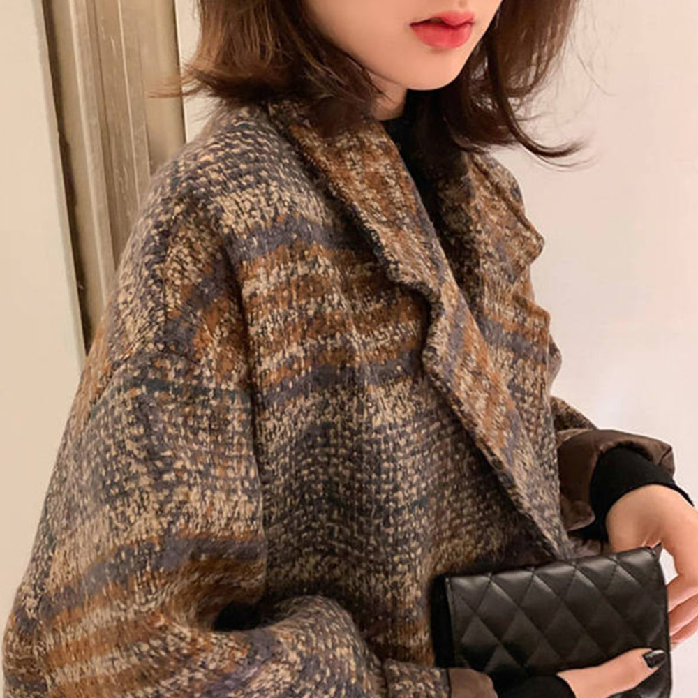 Winter Korean Women 2020 Vintage Woolen Loose Coats female Double Breasted Turn-down Collar Overcoat, Tan;black
Winter Korean Women 2020 Vintage Woolen Loose Coats female Double Breasted Turn-down Collar Overcoat, Tan;black