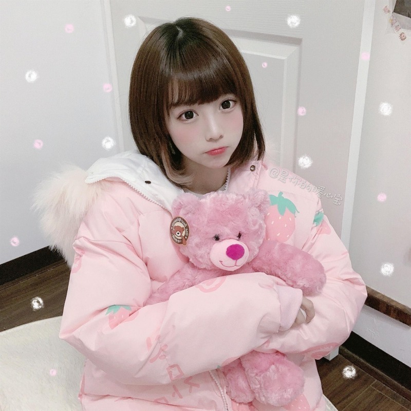 OCEANLOVE Japan Style Women Parkas Kawaii Pink Cartoon Thick Warm Jackets Female Hooded Sweet Coat Fashion Outwear 18657 201217