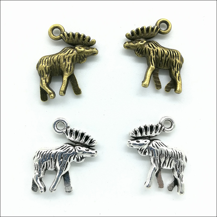 Großhandel Lot 100 Stück Retro-Stil niedlich DIY süße Elch Elch Hirsch Legierung Charms Anhänger Schmuck machen Armband Halskette Ohrringe 18 x 1