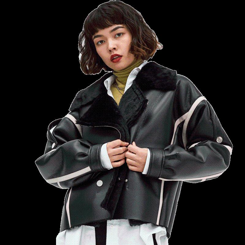 Winter Fashion warm faux fur lining warm pu leather jackets female Locomotive style oversized Windproof leather jackets F602, Black
Winter Fashion warm faux fur lining warm pu leather jackets female Locomotive style oversized Windproof leather jackets F602, Black