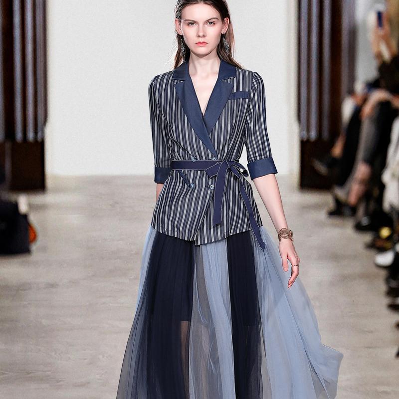 2021 New Runway Fashion Spring Women Half Sleeve Khaki Striped Belt Double-breasted Blazers 2 Piece + Mesh Long Hit Color Skirt Set Uwwd
2021 New Runway Fashion Spring Women Half Sleeve Khaki Striped Belt Double-breasted Blazers 2 Piece + Mesh Long Hit Color Skirt Set Uwwd