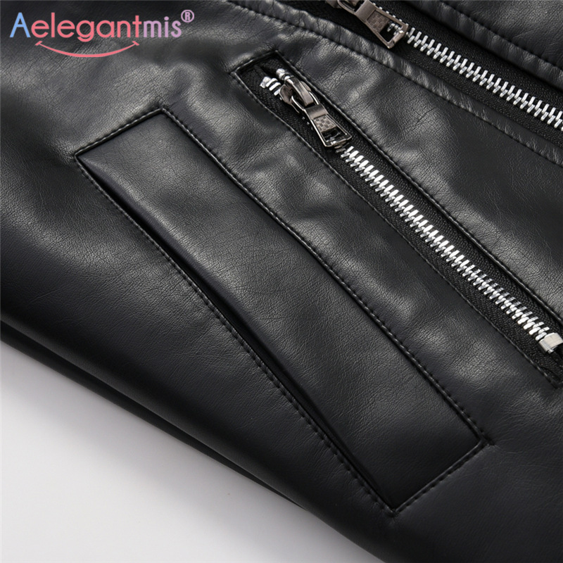Aelegantmis New Loose PU Faux Leather Jacket Women Classic Moto Biker Jacket Autumn Winter Lady Basic Coat Plus Size Outerwear 201020
