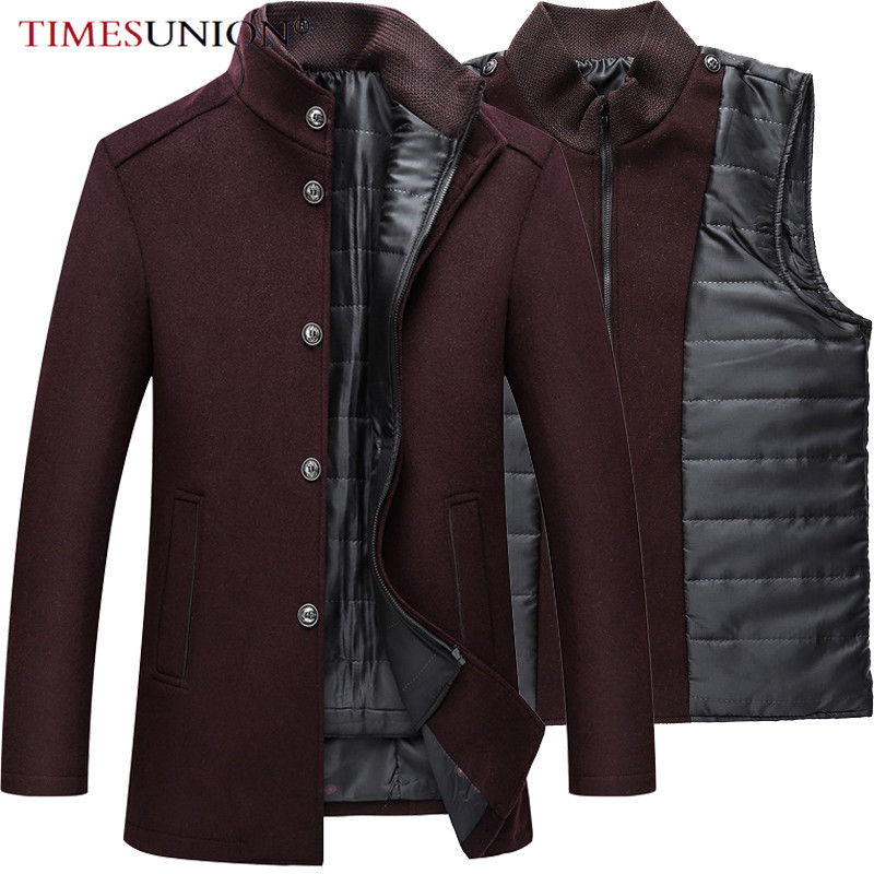 Mens wool winter coats jacke Thick Overcoats Topcoat Mens Single Breasted Coats And Jackets With Adjustable Vest 4 Colours M-3XL 201120