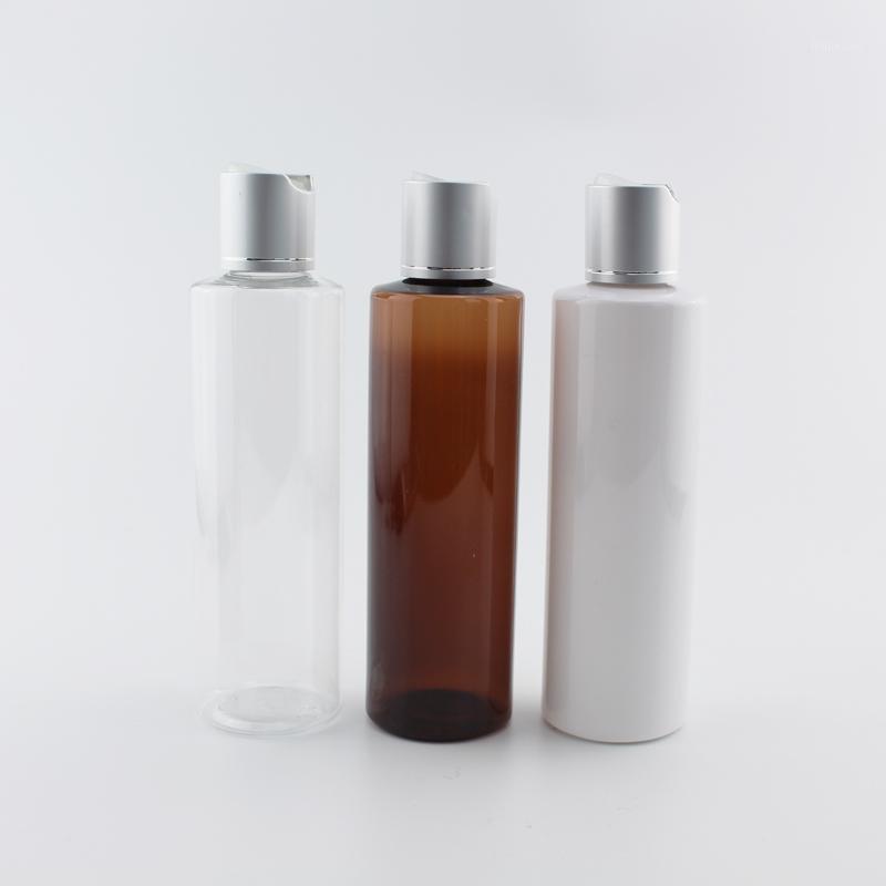 White Transparent Brown Plastic Containers With Silver Aluminum Disc Top Cap 200ml 200cc Empty Refillable PET Bottles For Liquid1
White Transparent Brown Plastic Containers With Silver Aluminum Disc Top Cap 200ml 200cc Empty Refillable PET Bottles For Liquid1