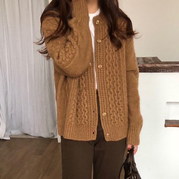 Fall winter new style cashmere sweater cardigan women loose lazy o-neck twist cardigans knitted jacket 201221