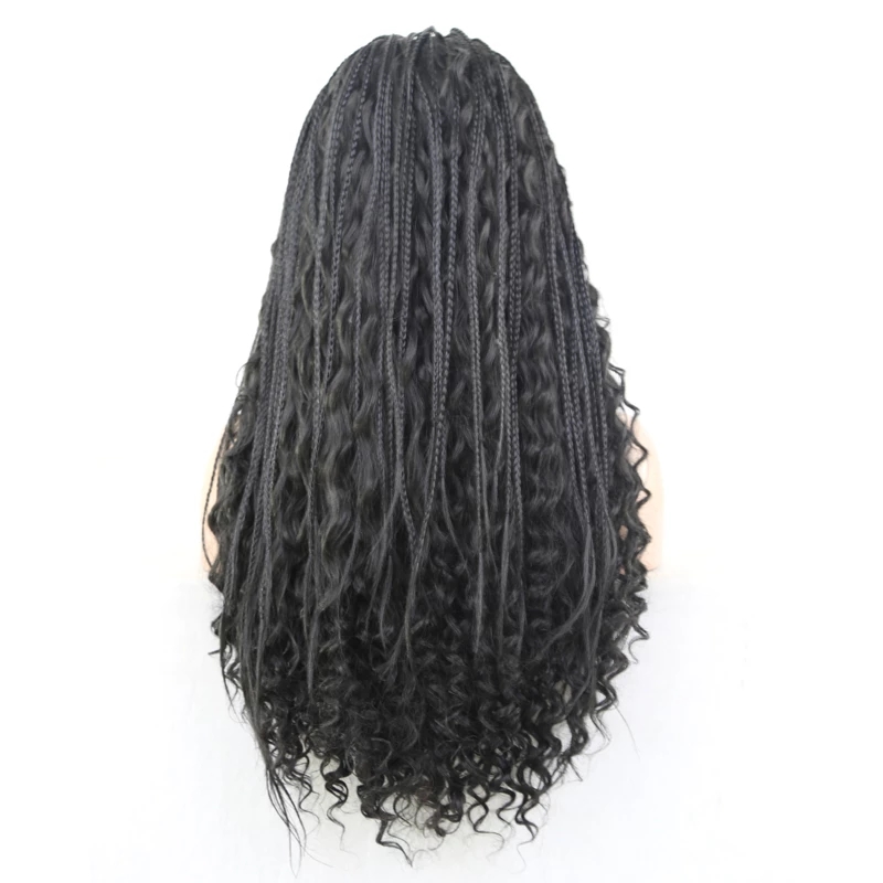 New Hand Braided Wigs for Black Women Synthetic Lace Front Wig with Baby Hair Curly Wavy for Cosplay Wig Women Wigs
