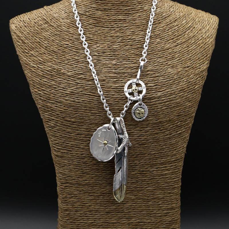 S925 Sterling Silver Jewelry Retro Thai Silver Takahashi Goro Eagle Feather Men And Women Fashion Sweater Chain Vintage Style
S925 Sterling Silver Jewelry Retro Thai Silver Takahashi Goro Eagle Feather Men And Women Fashion Sweater Chain Vintage Style