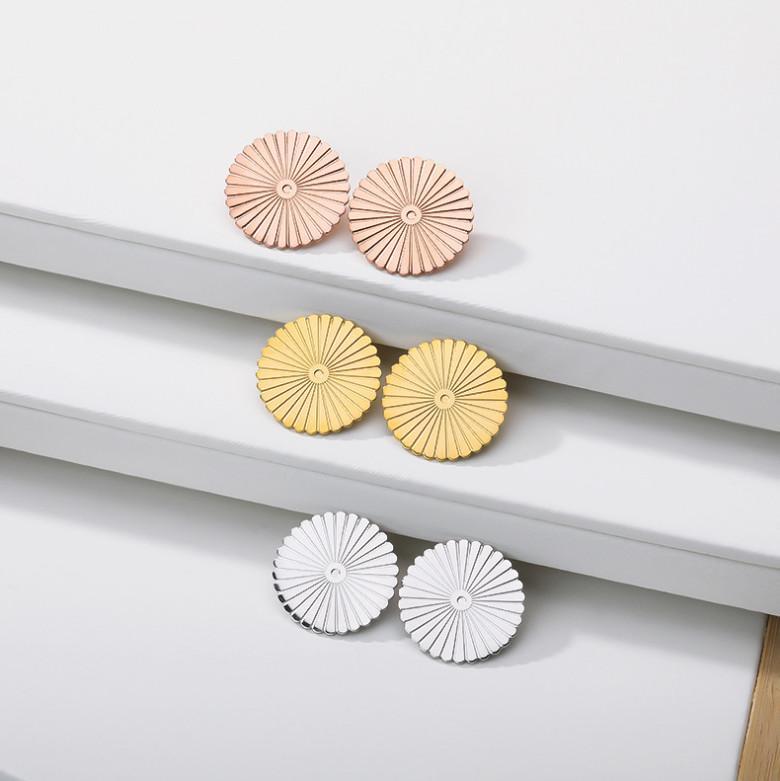 Round Sun Design Earring Studs Elegant Fashion Women Jewelry Rose Gold Earring Girl Gifts LKDXEH-SGR1