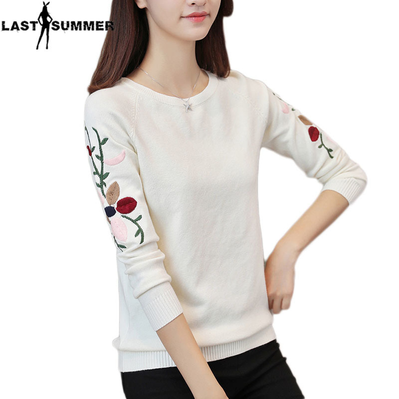 New Fashion Women Autumn Spring Embroidery Flower Sweater Pullovers Casual Warm Female Knitted Sweaters Pullover Lady 201111wtt