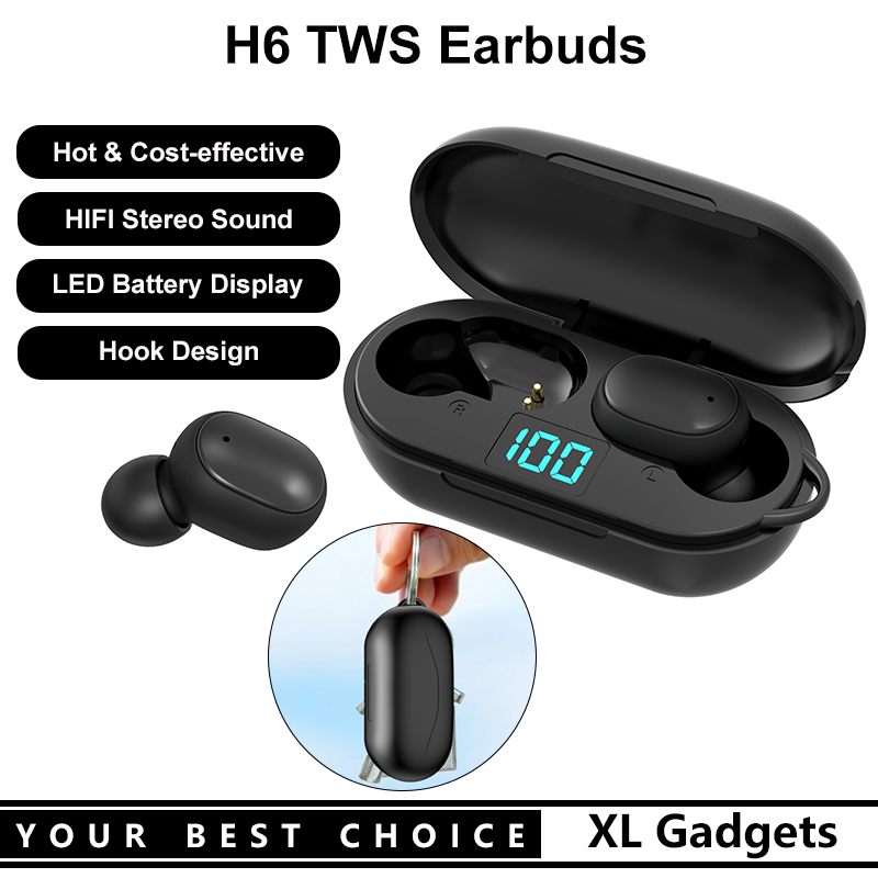 H6 Hook Design Wireless Stereo Bluetooth Earphone Headphone TWS Earbuds With Charging Case LED Battery Display
H6 Hook Design Wireless Stereo Bluetooth Earphone Headphone TWS Earbuds With Charging Case LED Battery Display
