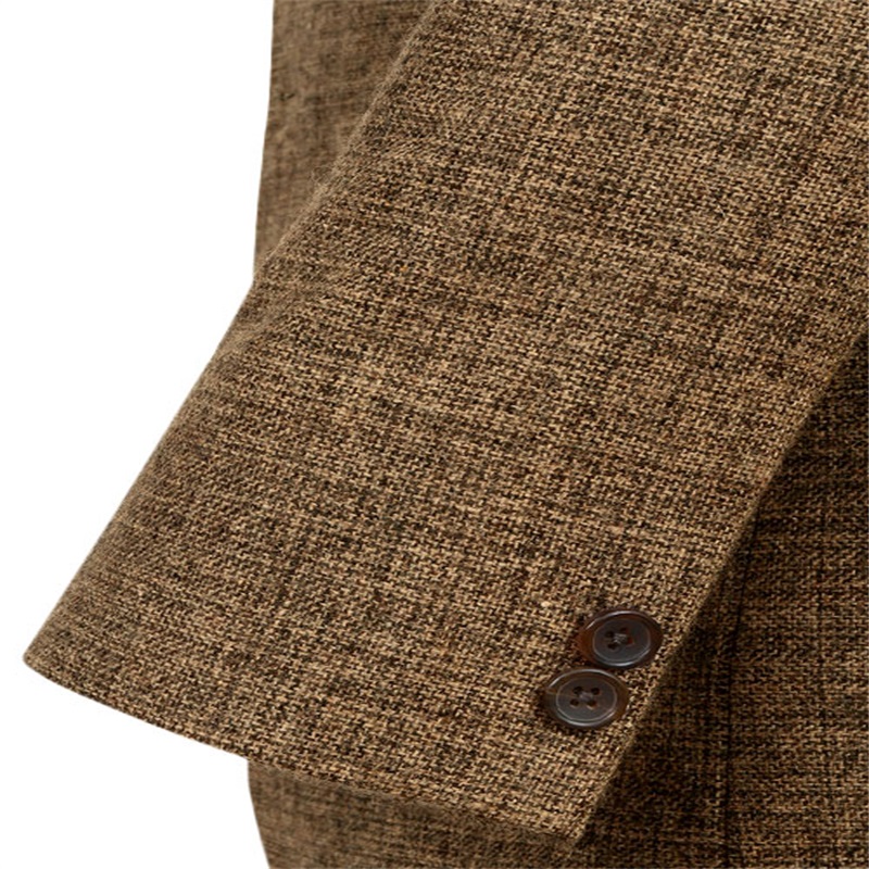 Khaki Handsome Men Suits Thick Notch Lapel Wedding Tuxedos 3 Piece Two Button Blend Vintage Tailored Fit Suits For Best Man Custom Made