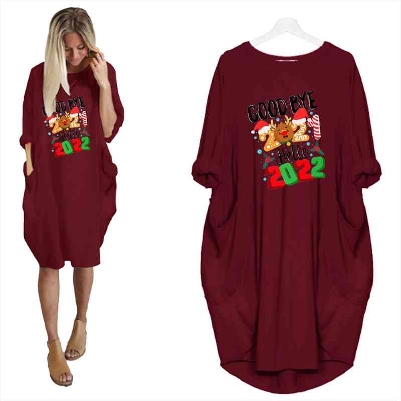 Woman Christmas Party Dress Year Cartoon Deer Dress Women Casual Loose Long Sleeve Pockets Elegant Autumn Winter, Black;gray
Woman Christmas Party Dress Year Cartoon Deer Dress Women Casual Loose Long Sleeve Pockets Elegant Autumn Winter, Black;gray