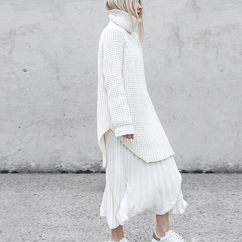 TWOTWINSTYLE Korean Side Split Women's Sweater Turtleneck Long Sleeve Warm Thick Female Sweater Autumn Winter Fashion New 201023