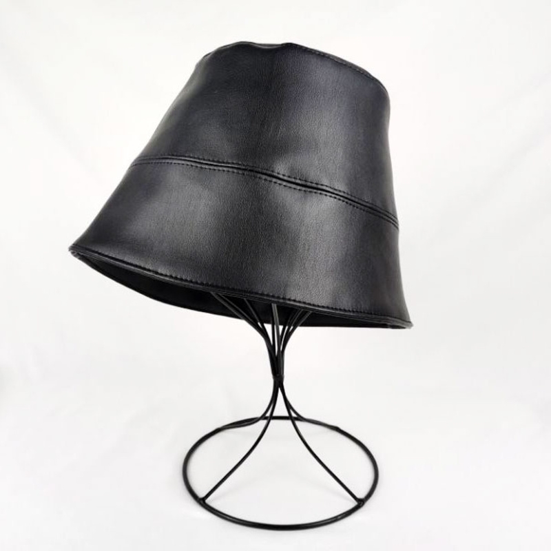 New Autumn Winter Women Hats Fashion Lady PU Leather Waterproof Bucket Rain Hat Foldable Fishmen Cap Wholesale 201104