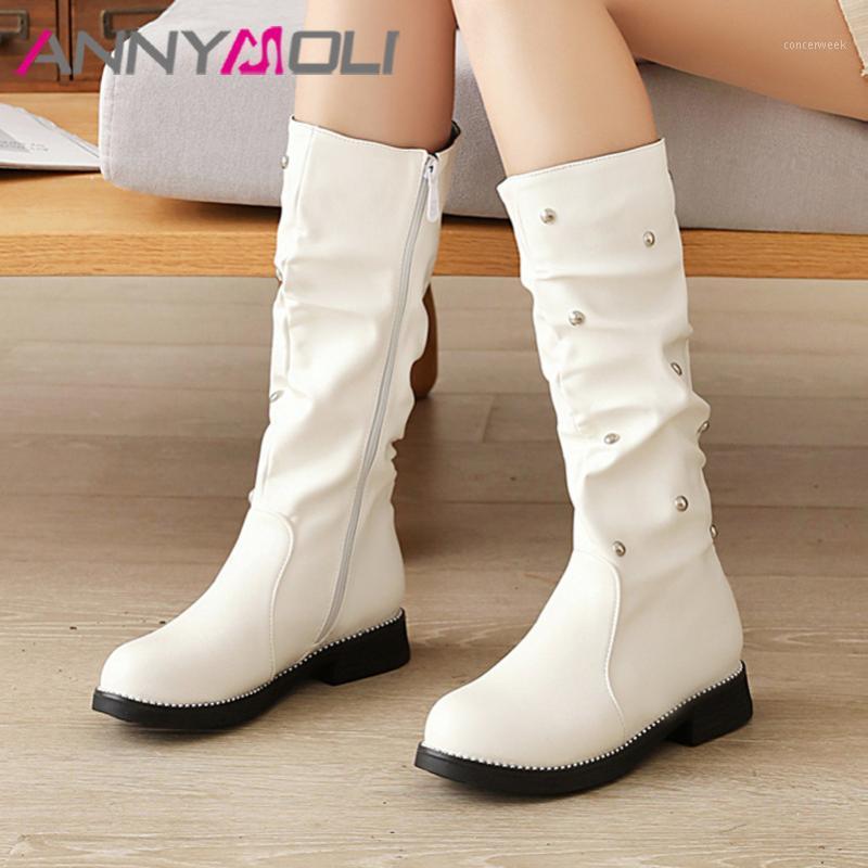 ANNYMOLI Low Heel Mid Calf Boots Woman Boots Pleated Thick Heel Shoes Zip Rivet Round Toe Ladies Autumn Winter White Black1, White velvet lining
ANNYMOLI Low Heel Mid Calf Boots Woman Boots Pleated Thick Heel Shoes Zip Rivet Round Toe Ladies Autumn Winter White Black1, White velvet lining