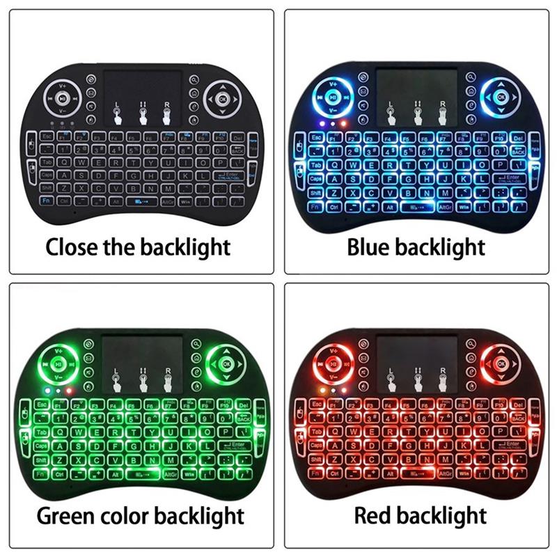 Mini Keyboard I8 Wireless Backlight Backlit 2.4G Air Mouse Keybaord Remote Control Touchpad Rechargeable Lithium battery Support Windows Android Google
Mini Keyboard I8 Wireless Backlight Backlit 2.4G Air Mouse Keybaord Remote Control Touchpad Rechargeable Lithium battery Support Windows Android Google