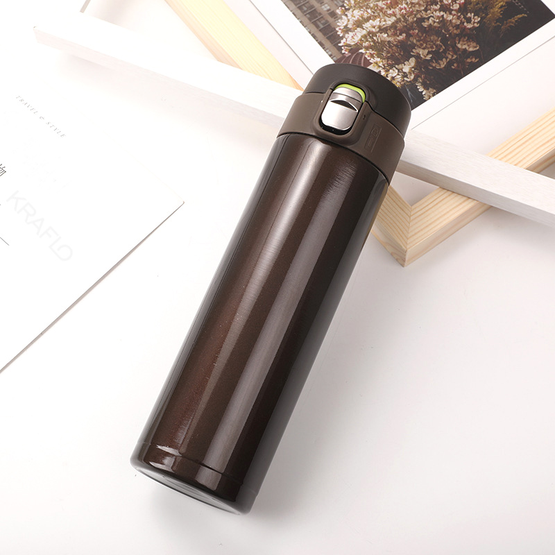 wholesale 500ml factory price Portable Thermos Mug with bounce lid Printable logo Seal Stainless Steel Vacuum Flasks vacuum cup For Car Water Bottles