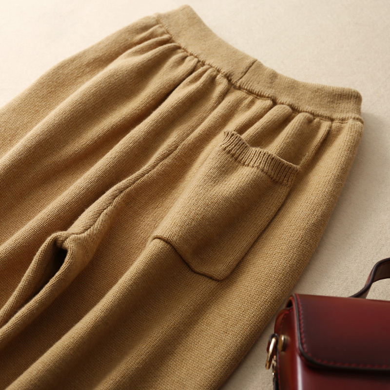 Women Pants Fashion Elastic Waist Long Trousers Cashmere Blended Female Winter Warm Knitted Leggings 4Colors Girls Pant 201228