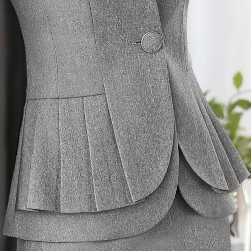 NAVIU Elegant and Fashion Women Blazers Autumn Temperament Long-Sleeve Black Gray Jacket Office Ladies Plus Size Work Wear Coat 201114