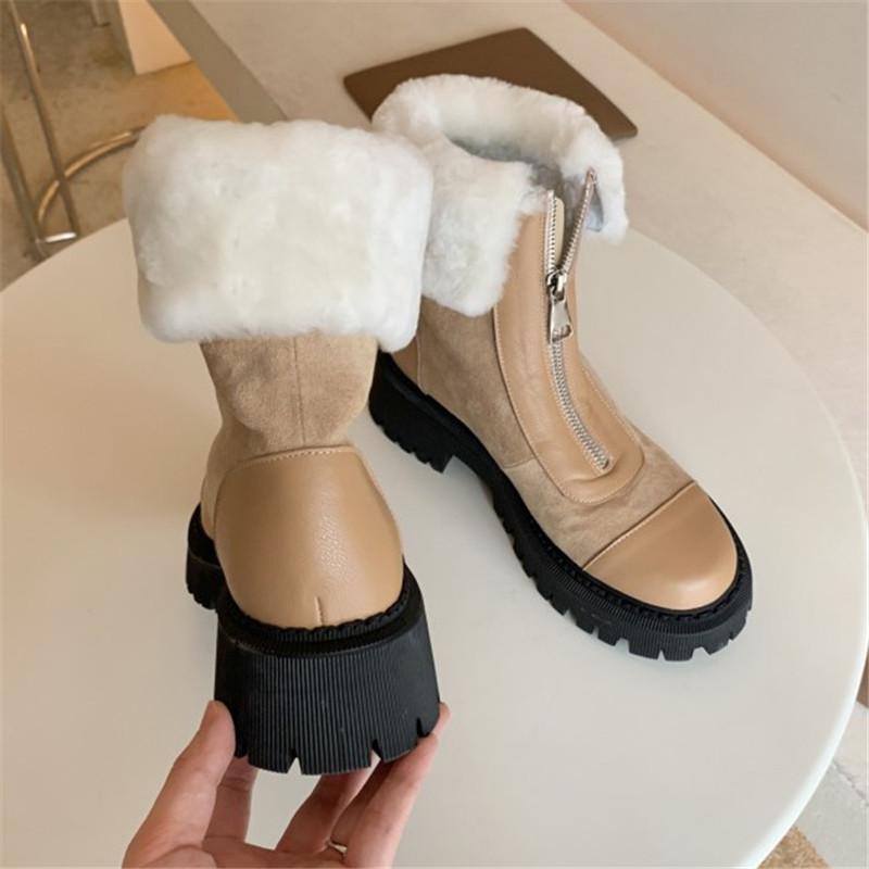 PXELENA 2021 Winter Luxury Women Thick Sole Platform Snow Boots Chunky Med Heels Front Zip Real Wool Fur Genuine Leather Suede, Apricot
PXELENA 2021 Winter Luxury Women Thick Sole Platform Snow Boots Chunky Med Heels Front Zip Real Wool Fur Genuine Leather Suede, Apricot