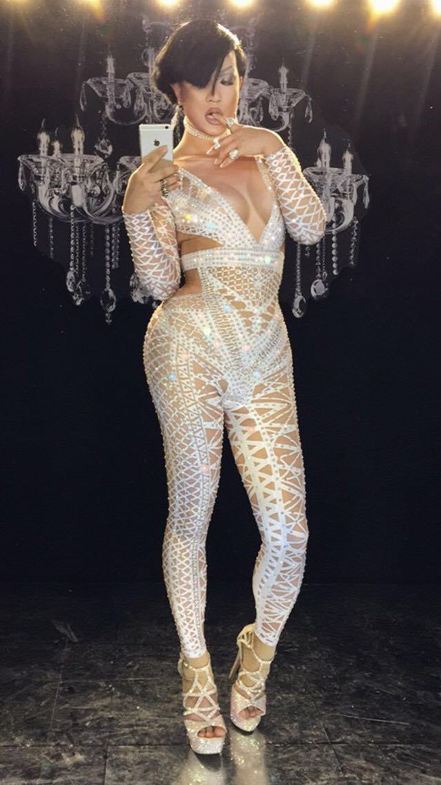 Women's Fashion Black Jumpsuit Costume One-piece Nightclub Dance Bandage Printed Outfit Party Stage Celebrate Wear T200303