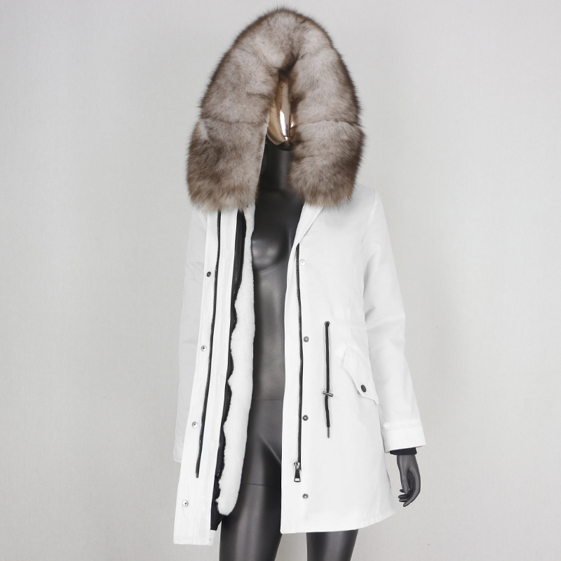 BLUENESSFAIR Waterproof Long Parka Winter Jacket Women Coat Real Natural Fox Raccoon Fur Hood Outerwear Streetwear Fashion 201019