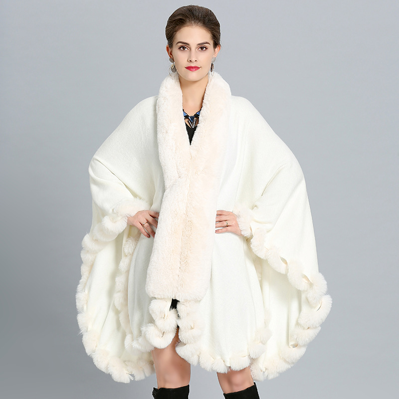 In stock Wedding Shawl Autumn Winter New Plus Size Fox Fur Women Cloak Warm High Quality Women Coat Free Shipping