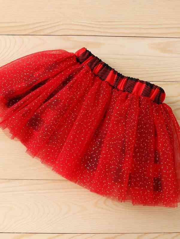 Baby Christmas & Letter Graphic Ruffle Trim Bodysuit & Skirt & Leg Warmer SHE