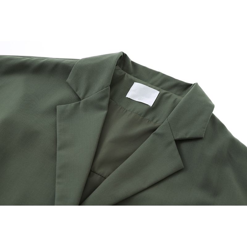 EAM Women Green Brief Big Size Long Trench Lapel Long Batwing Batwing Sleeve Loose Windbreaker Fashion Spring 1X135 201030
