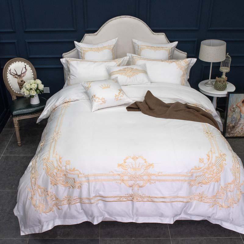 Luxury Hotel Bed Set 100% Long-staple Cotton Embroidery 7pcs Cover Pillowcase Queen Duvet Set King Sheet Size Bedding Bed
Luxury Hotel Bed Set 100% Long-staple Cotton Embroidery 7pcs Cover Pillowcase Queen Duvet Set King Sheet Size Bedding Bed