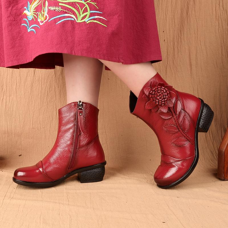 Female autumn/winter mid-calf boots genuine leather shoes woman Nation style womens leather boots, Red
Female autumn/winter mid-calf boots genuine leather shoes woman Nation style womens leather boots, Red