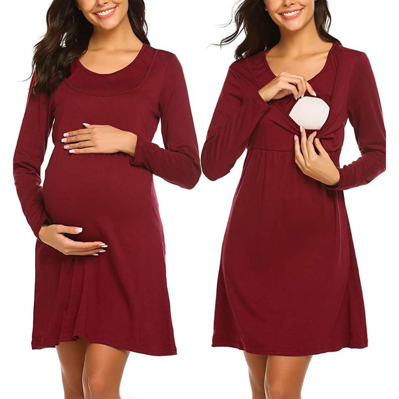 Maternity Dresses Women Pregnant Autumn Dress Long Sleeve Solid Nursing Sleepwear For Breastfeeding#, White
Maternity Dresses Women Pregnant Autumn Dress Long Sleeve Solid Nursing Sleepwear For Breastfeeding#, White