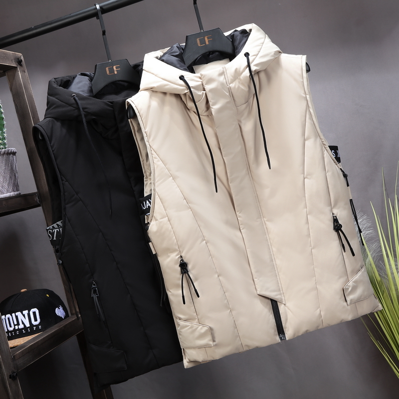New Thicken White Duck Down Vest Men Winter Waterproof Warm Hooded Big Pockets Sleeveless Coat Plus Size 4XL 5XL 6XL 201223