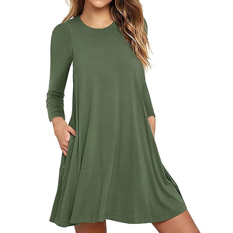 Fashion Solid Pockets Short Mini Dress Ladies O-Neck Loose Dress Sundress Women Casual Evening Party Vestido de fest, Coffee
Fashion Solid Pockets Short Mini Dress Ladies O-Neck Loose Dress Sundress Women Casual Evening Party Vestido de fest, Coffee