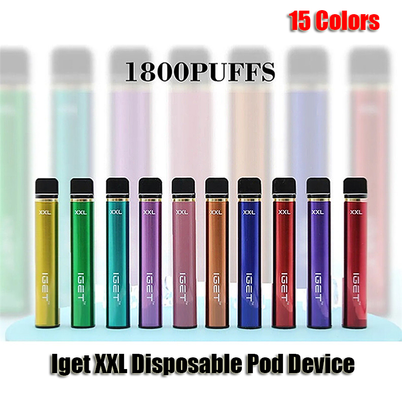 Original Iget XXL Disposable Pod Device Kit 1800 Puff 950mAh Battery 2.4ml Prefilled Cartridge Vape Pen Authentic VS Bar Xtra Plus
Original Iget XXL Disposable Pod Device Kit 1800 Puff 950mAh Battery 2.4ml Prefilled Cartridge Vape Pen Authentic VS Bar Xtra Plus