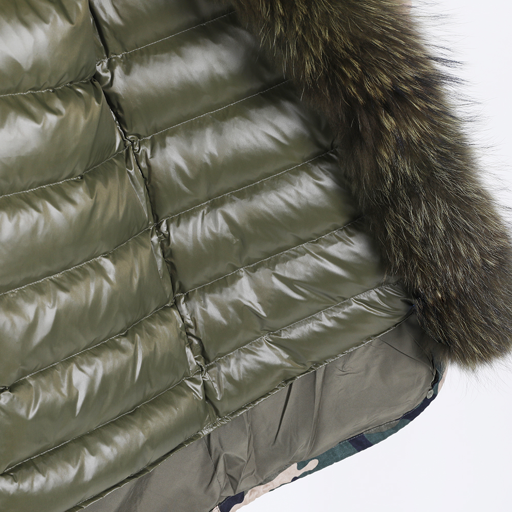 MaoMaoKong natural real raccoon fur coat jacket real raccoon fur leader hooded coat short parka long camouflage winter jacket 201029