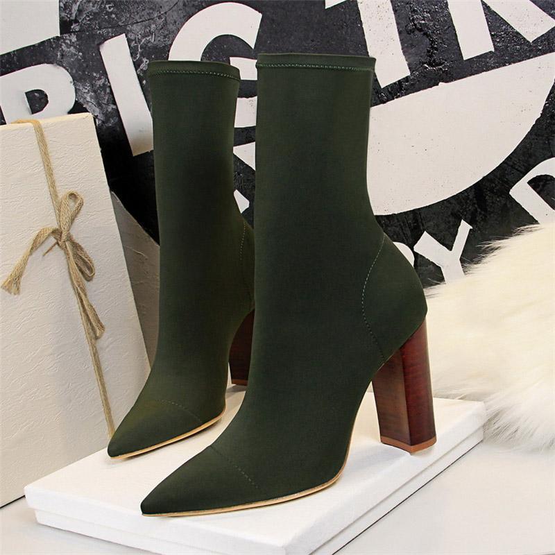 2020 Winter Fashion Women Beige Green Heels Sock Boots Sexy 9.5cm Block High Heels Elastic Silk Ankle Boots Big Size Party Shoes1
2020 Winter Fashion Women Beige Green Heels Sock Boots Sexy 9.5cm Block High Heels Elastic Silk Ankle Boots Big Size Party Shoes1