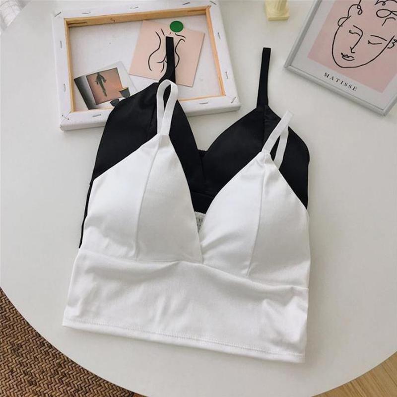 Sexy Women Wireless Bralette Crochet Top Satin Crop Tops Female Spaghetti Strap Tshirt Cropped With Chest Padded Camisole, Black
Sexy Women Wireless Bralette Crochet Top Satin Crop Tops Female Spaghetti Strap Tshirt Cropped With Chest Padded Camisole, Black