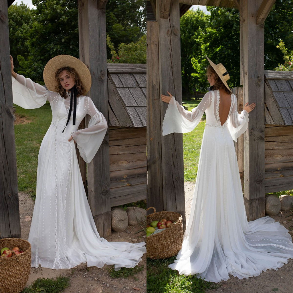 2021 New Wedding Dresses High Collar Long Sleeves Lace Appliques Bridal Gowns Custom Made Backless Sweep Train A-Line Wedding Dress, Silver
2021 New Wedding Dresses High Collar Long Sleeves Lace Appliques Bridal Gowns Custom Made Backless Sweep Train A-Line Wedding Dress, Silver