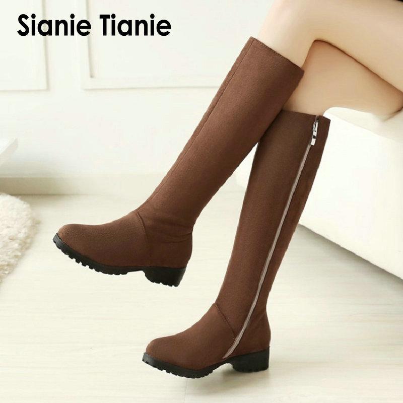 Sianie Tianie 2020 winter flock round toe chunky med heels woman boots solid plain color women knee high boots big size 34-48, Black
Sianie Tianie 2020 winter flock round toe chunky med heels woman boots solid plain color women knee high boots big size 34-48, Black