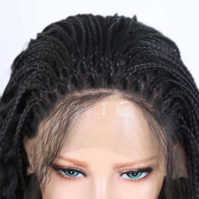 New Hand Braided Wigs for Black Women Synthetic Lace Front Wig with Baby Hair Curly Wavy for Cosplay Wig Women Wigs