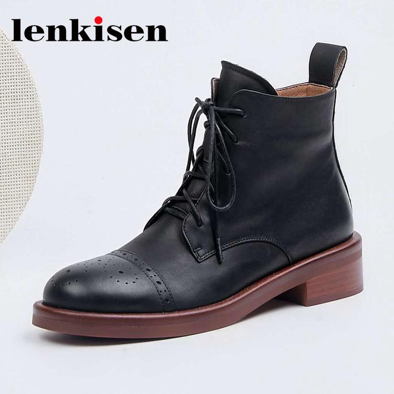 Lenkisen handmade top quality cow leather round toe med heel winter shoes high street fashion vintage big size ankle boots L9f9, Black
Lenkisen handmade top quality cow leather round toe med heel winter shoes high street fashion vintage big size ankle boots L9f9, Black