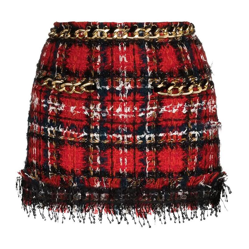 HIGH STREET Newest 2021 Designer Skirt Women' Chain Sequined Fringed Tassel Plaid Tweed Mini Skirt, As pic
HIGH STREET Newest 2021 Designer Skirt Women' Chain Sequined Fringed Tassel Plaid Tweed Mini Skirt, As pic