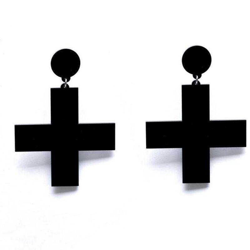 Dangle & Chandelier Hip Hop Acrylic Big Cross Earrings Exaggerated Punk Drop Night Club Jewelry