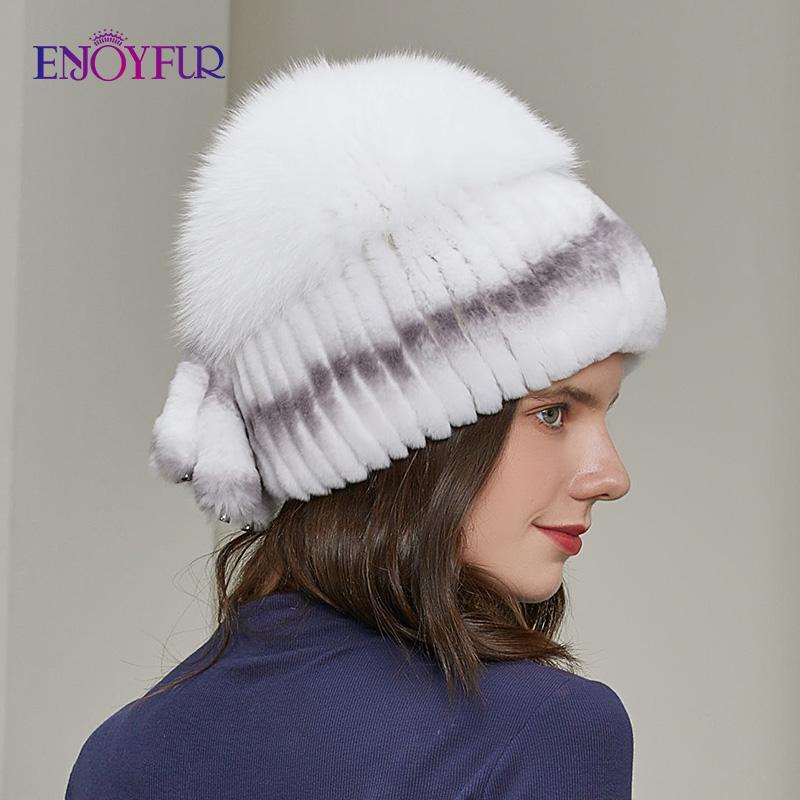 ENJOYFUR Natural Rex Fur Winter Hats For Women Fluffy Fur Warm Knit Earflap Beanies Fashion Cute Tail Female Bonnets, 105 
ENJOYFUR Natural Rex Fur Winter Hats For Women Fluffy Fur Warm Knit Earflap Beanies Fashion Cute Tail Female Bonnets, 105