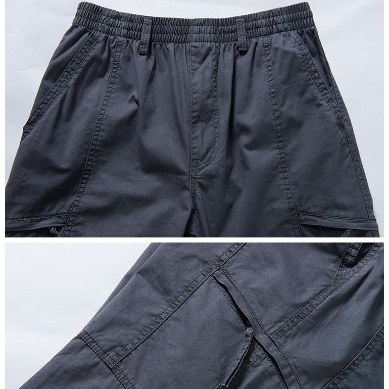 Zipper Cargo Pants Men Pocket OutDoor Full Length Pants Male Summer Straight Trousers Homme Loose Cotton Casual Pants Grey 201118