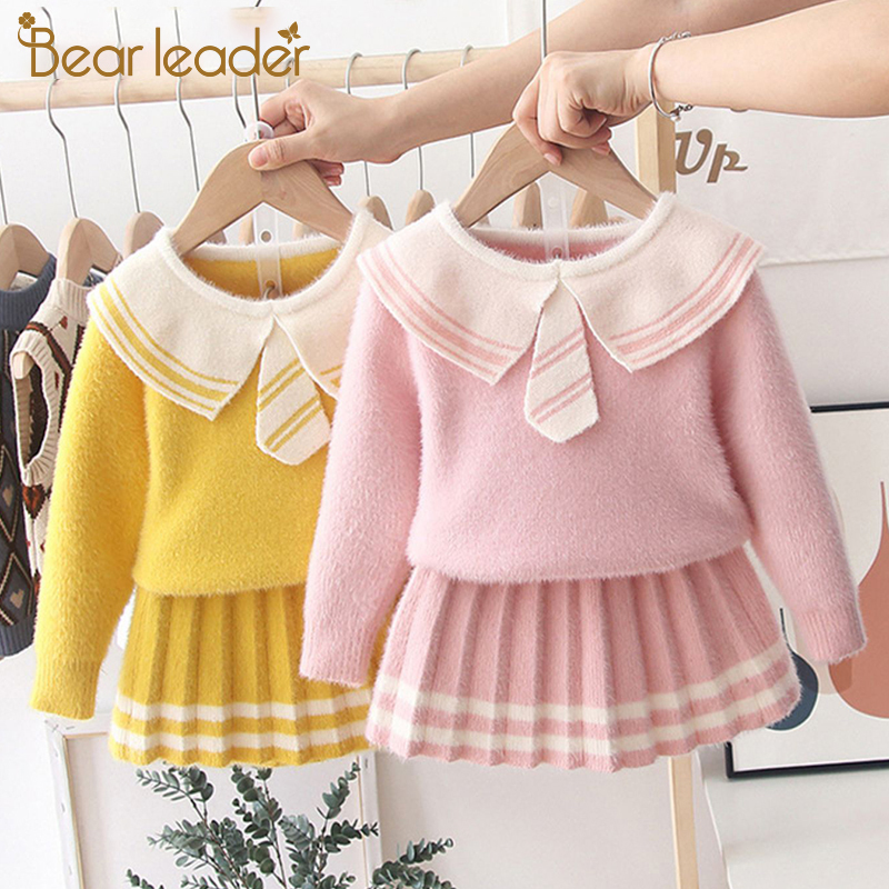 Bear Leader Children Clothing Set Winter Toddler Girls Clothes Sweater Skirt 2pc Outfit Suit Kids Clothes Girls Clothing Sets Y1106