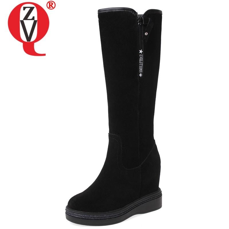 ZVQ winter new cow suede knee high boots outside casual super high heels platform round toe women shoes drop shipping size 32-40, Black
ZVQ winter new cow suede knee high boots outside casual super high heels platform round toe women shoes drop shipping size 32-40, Black