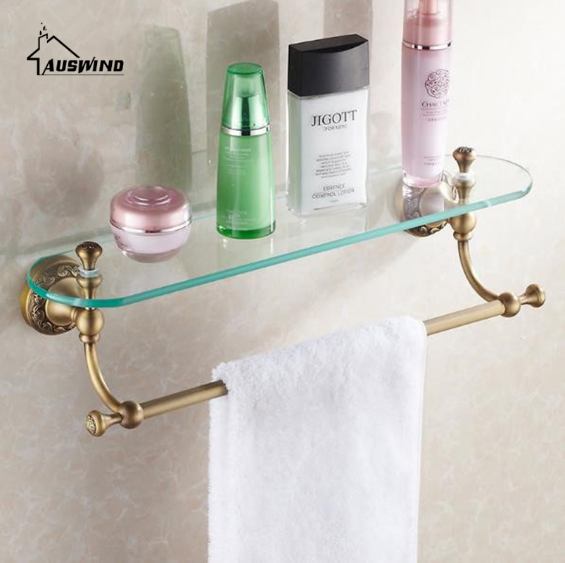 Antique Bronze Carved Brushed Bathroom Hardware Sets Wall Mounted Bathroom Products Brass Towel Ring Bathroom Accessories Set HQ LJ201211